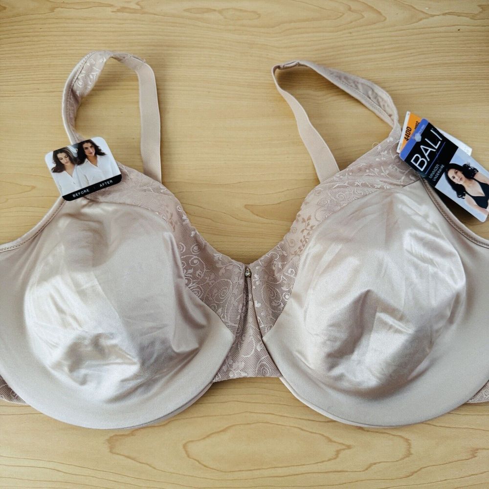 NEW Bali Cool Conceal Convertible‎ Straps Minimizer Bra 44D Nude #0002 Dreamwire